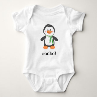 christmas snow penguin baby bodysuit