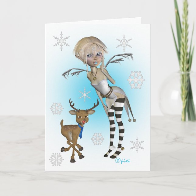 Christmas Snow Pixi Greeting Card (Front)