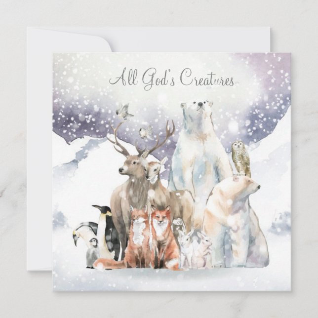 Christmas Snow Scene Holiday Name Personalise Card (Front)