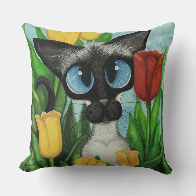 Christmas Snow Siamese Cat American MoJo Pillows (Front)