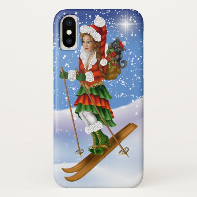 Christmas Snow Skier iPhone Case (Back)
