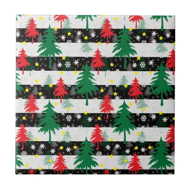 Christmas Snow Stripes Tile (Front)