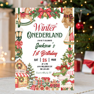 Christmas Snow Theme Winter Onederland Birthday Invitation