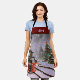 Christmas snow train apron