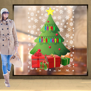 Christmas Snow Tree Presents Home Storefront Vinyl