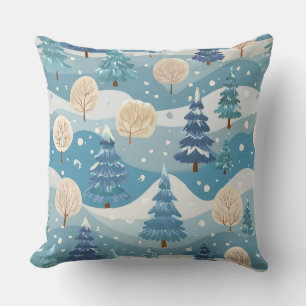 Christmas snow trees cushion