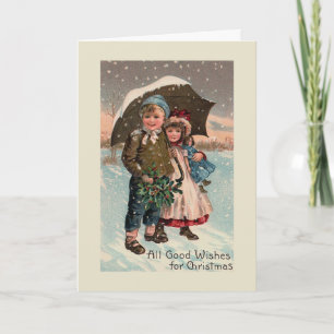"Christmas Snow Umbrella" Greeting Card