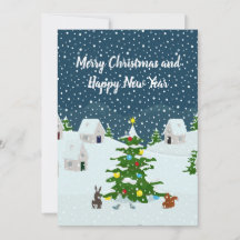 Christmas snow village with christmas tree