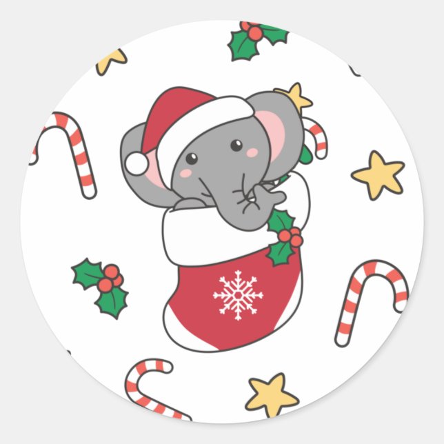 Christmas Snow Winter Animals Classic Round Sticker (Front)