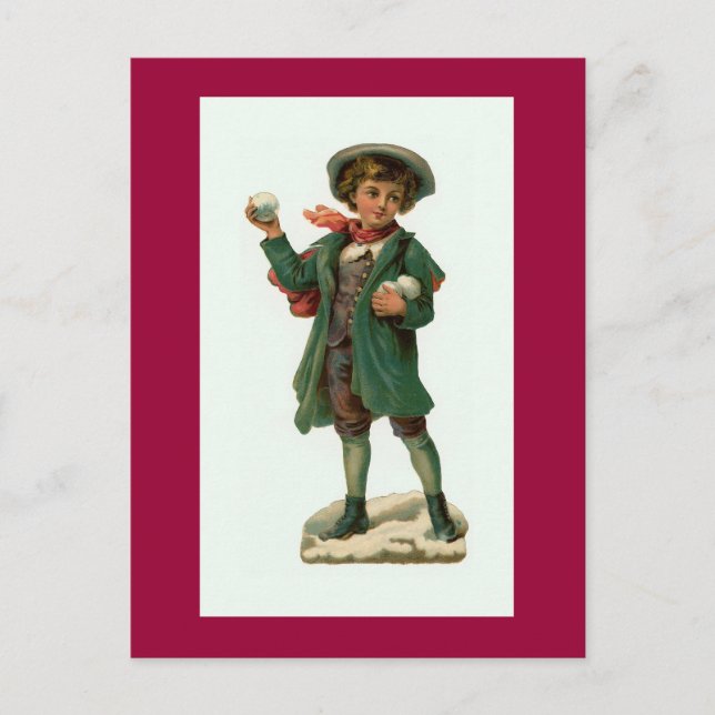 "Christmas Snowball" Vintage Postcard (Front)