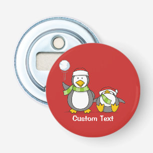 Christmas Snowballing penguins Bottle Opener