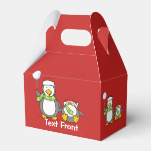 Christmas Snowballing penguins Favour Box