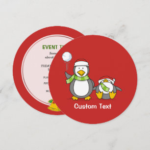 Christmas Snowballing penguins Invitation