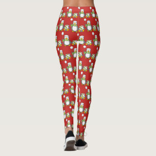 Christmas Snowballing penguins Leggings