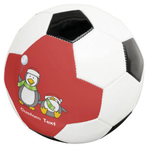 Christmas Snowballing penguins Soccer Ball