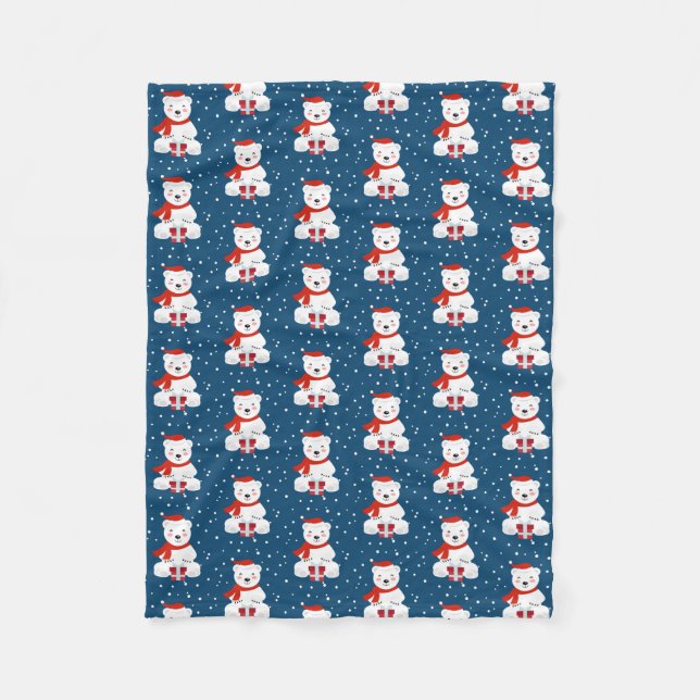 Christmas Snowbear Fleece Blanket (Front)