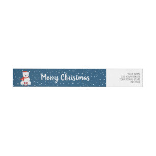 Christmas Snowbear Wrap Around Label