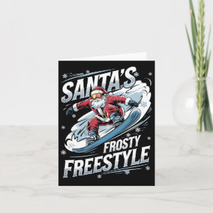 Christmas Snowboarding Santa Snowboarder Santas Fr Card