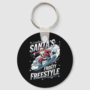 Christmas Snowboarding Santa Snowboarder Santas Fr Key Ring