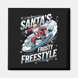 Christmas Snowboarding Santa Snowboarder Santas Fr Magnet