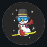 Christmas Snowboarding Snowman Snowboarder Snowboa Classic Round Sticker<br><div class="desc">Christmas Snowboarding Snowman Snowboarder Snowboard</div>