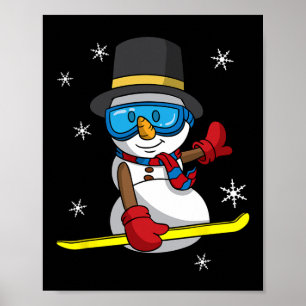 Christmas Snowboarding Snowman Snowboarder Snowboa Poster