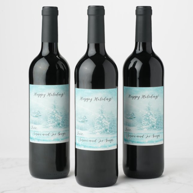 Christmas Snowed In Hot Cocoa Weather Wine Label (Bottles)