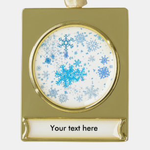 Christmas Snowfall Gold Plated Banner Ornament