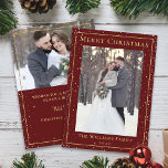 Christmas Snowfall Maroon Red Gold 2 Photo Holiday Card<br><div class="desc">Christmas Snowfall Maroon Red Gold 2 Photo Holiday Card</div>