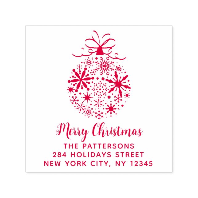 Christmas Snowflake Bauble Name Return Address Self-inking Stamp (Design)