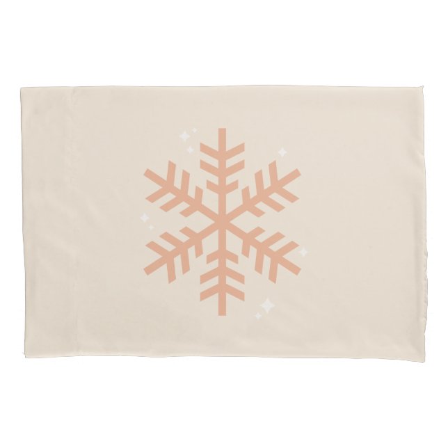 Christmas Snowflake Beige Pillowcase (Front)