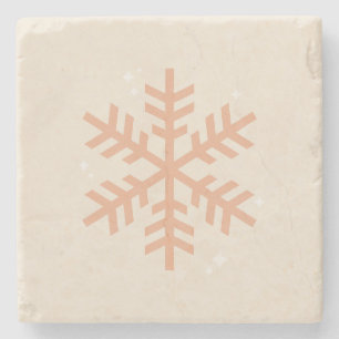 Christmas Snowflake Beige Stone Coaster