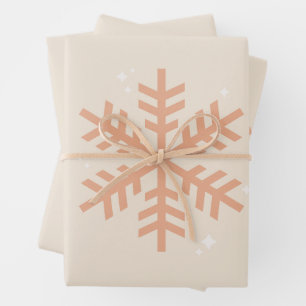 Christmas Snowflake Beige Wrapping Paper Sheet