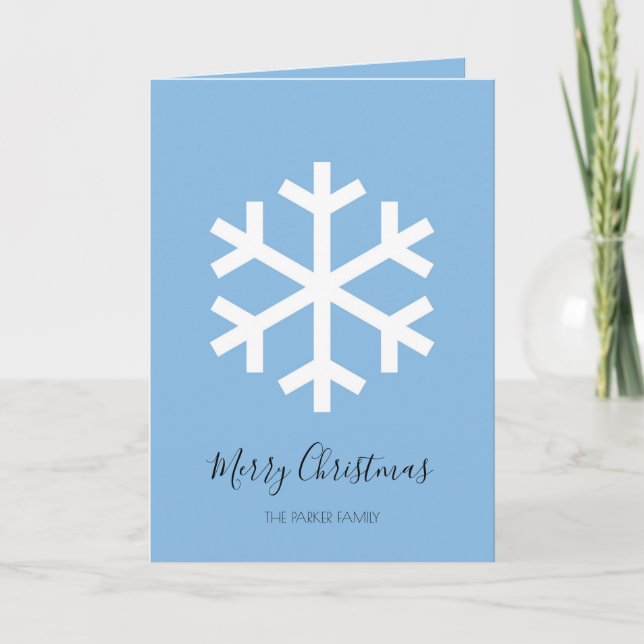 Christmas Snowflake Blue Christmas Card (Front)