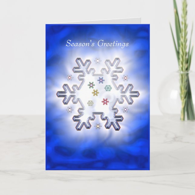Christmas Snowflake Blue Holiday Card (Front)