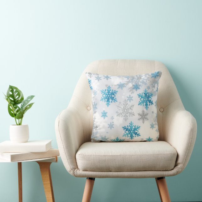 Christmas Snowflake Blue White Cushion (Chair)