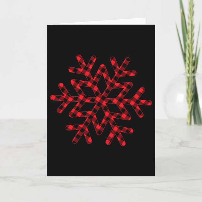 Christmas Snowflake Buffalo Plaid Holiday Gift Fun Card (Front)