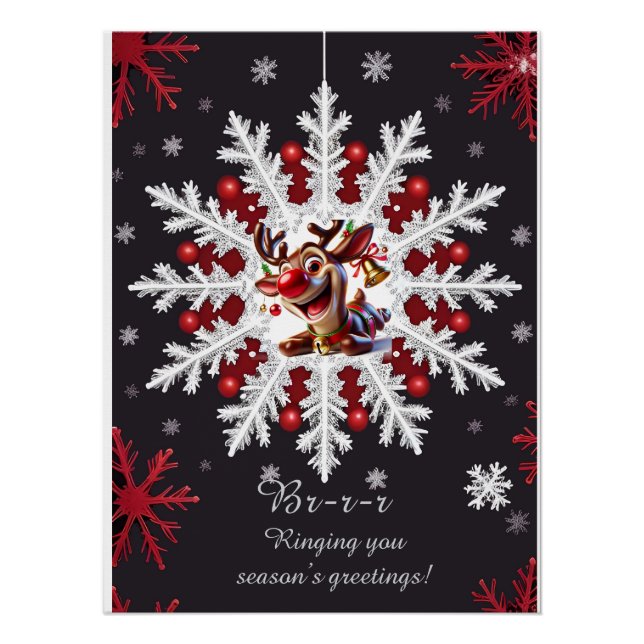 Christmas Snowflake Decoration with Red Accents (Front)
