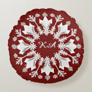 Christmas Snowflake Design Round Cushion