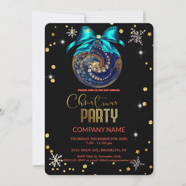 Christmas snowflake diamonds company invitation (Front)