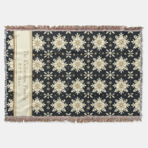 Christmas Snowflake Faux Knit Pattern Family Name Throw Blanket