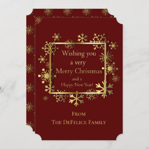 Christmas - Snowflake Frame with Greeting Red Invitation