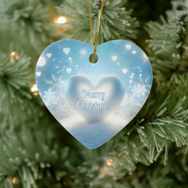 Christmas Snowflake Hearts Ceramic Tree Decoration (Tree)