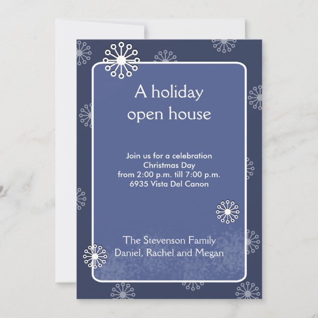 CHRISTMAS Snowflake Holiday Open House Party Invitation (Front)