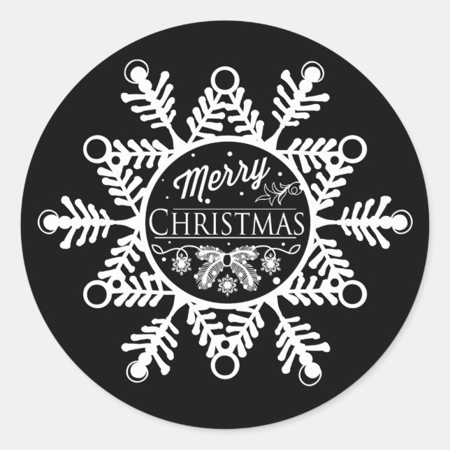 Christmas Snowflake | Holiday Stickers Black (Front)