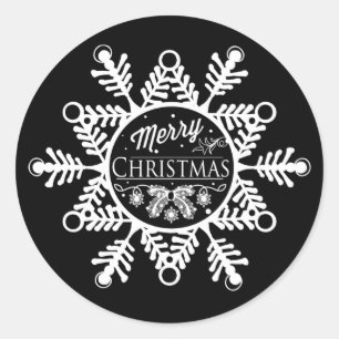 Christmas Snowflake   Holiday Stickers Black