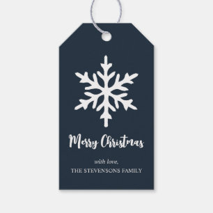 Christmas Snowflake Indigo Minimal Holiday Party Gift Tags