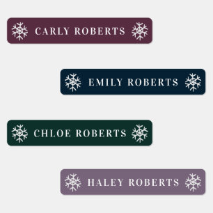 Christmas Snowflake Kids Name Waterproof Labels