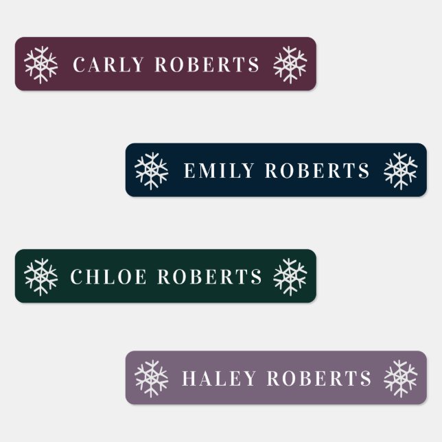 Christmas Snowflake Kids Name Waterproof Labels (Group)