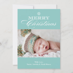 Christmas Snowflake Light Blue Holiday Card